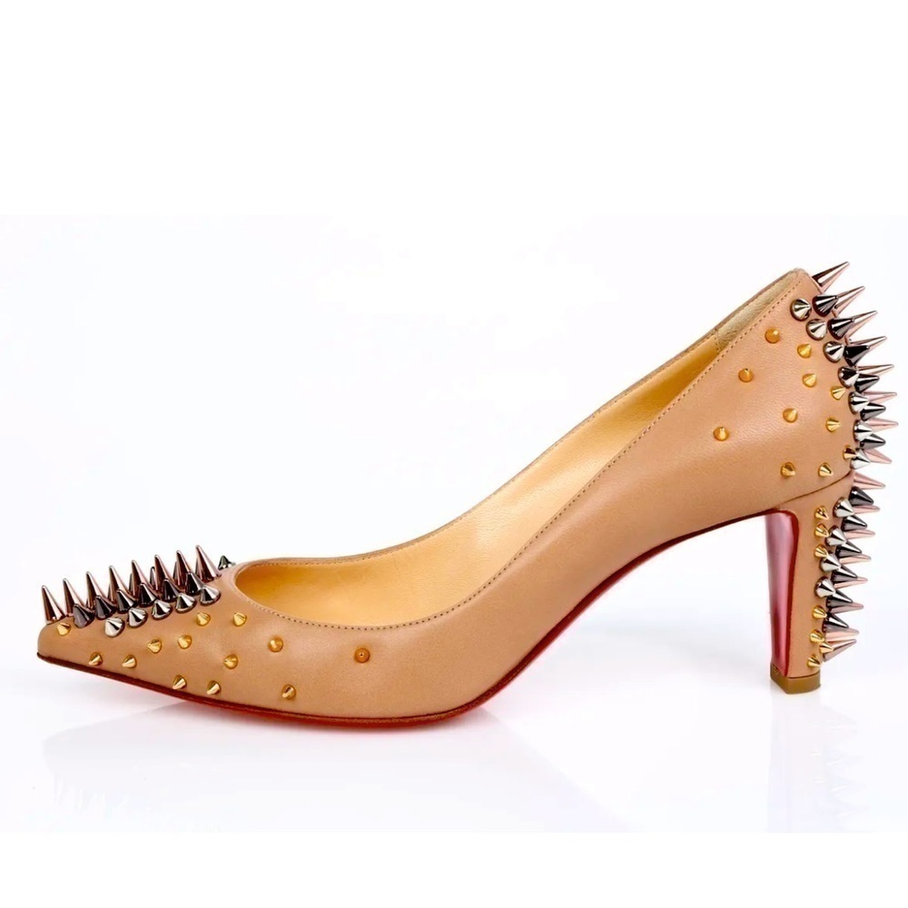 Christian Louboutin Dinosa multicolor spikes 70mm Napa leather Nude pumps EU39.5 - Picture 3 of 10